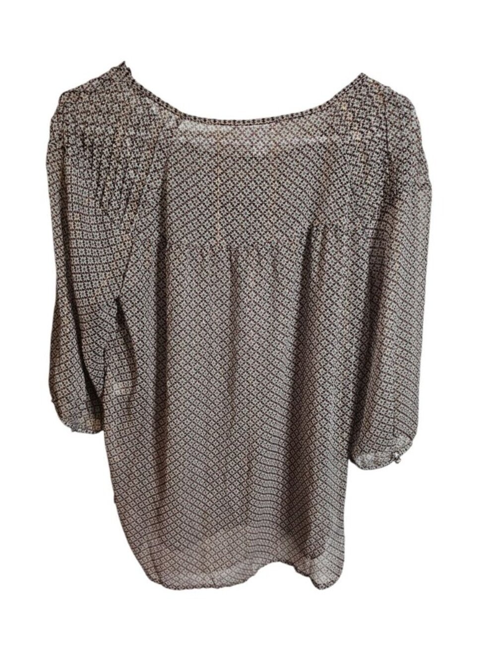 LC Lauren Conrad Women M Blouse Black Gold Metallic Floral Sheer Elegant Boho - Picture 3 of 7